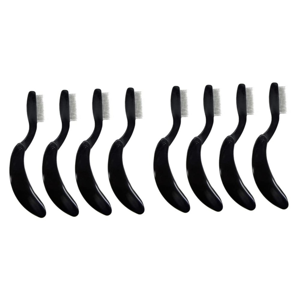 Healifty 2sets Eyebrow Spoolie Brush Folding Design Plastic Handle Eyebrow Comb Steel Needle Beauty Tool 4pcs*2
