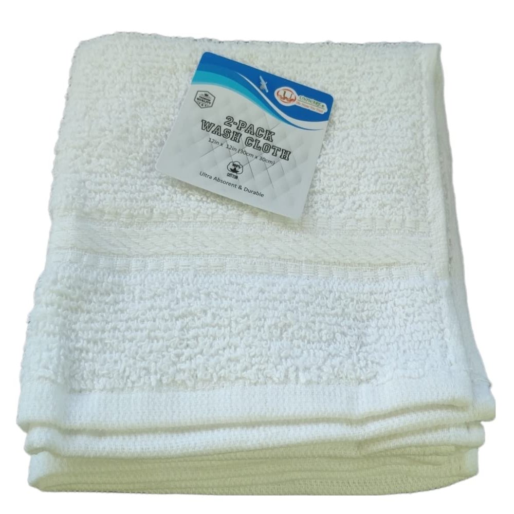 UNIWARE Cotton Cleaning Cloth Set, All-Purpose (2 pc 12x12, 100% Cotton, White)