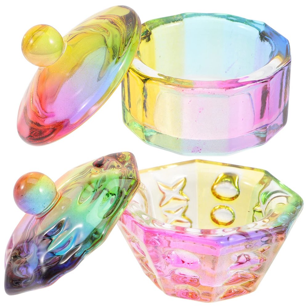minkissy 2pcs Acrylic Cup Dish with Bowls Dishes Monomer Powder Professional Accessory Care Nails Decorative Multi-function Tools Lid Dappen Manicure for Cups Nail Glass