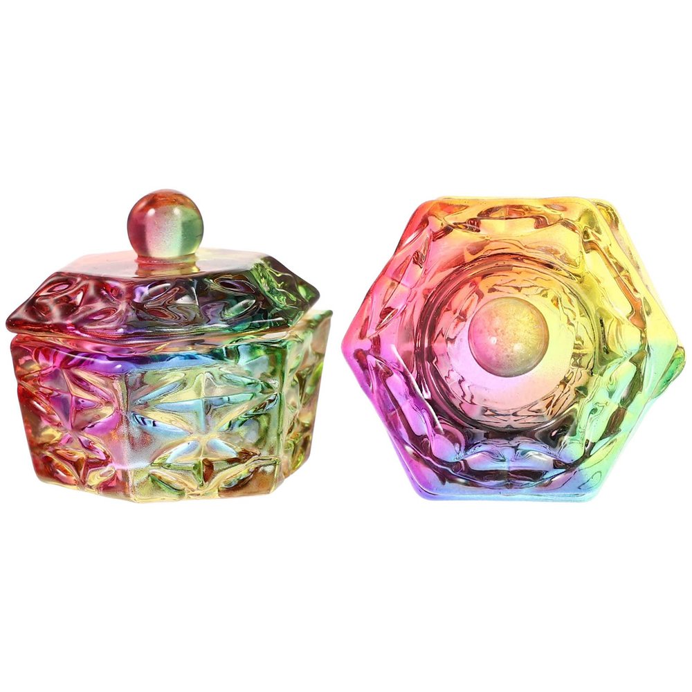 minkissy Crystal Nail Art Cup Set Glass Dappen Dish Professional Manicure Tool with Lid Nail Polish Holder