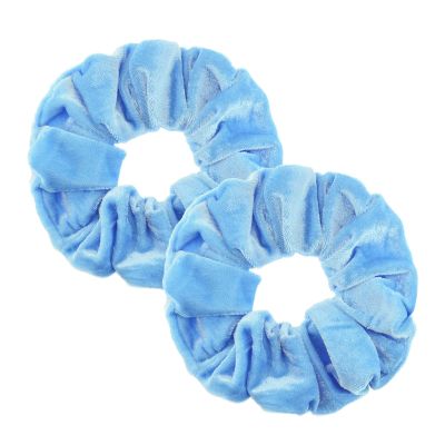 2 Pcs Sky Blue Large Size Velvet Scrunchies for Women Hair Ties