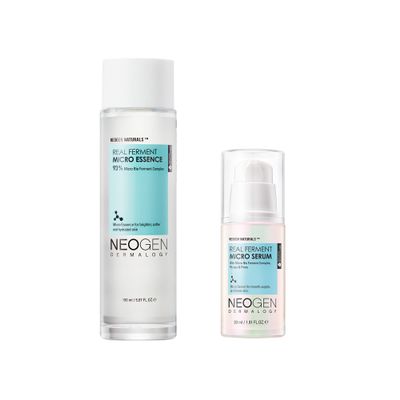 NEOGEN DERMALOGY Real Ferment Micro Collection - with Naturally Fermented ingredients (Rice) & Hyaluronic Acid for Hydrated(Micro Essence + Micro Serum Set)