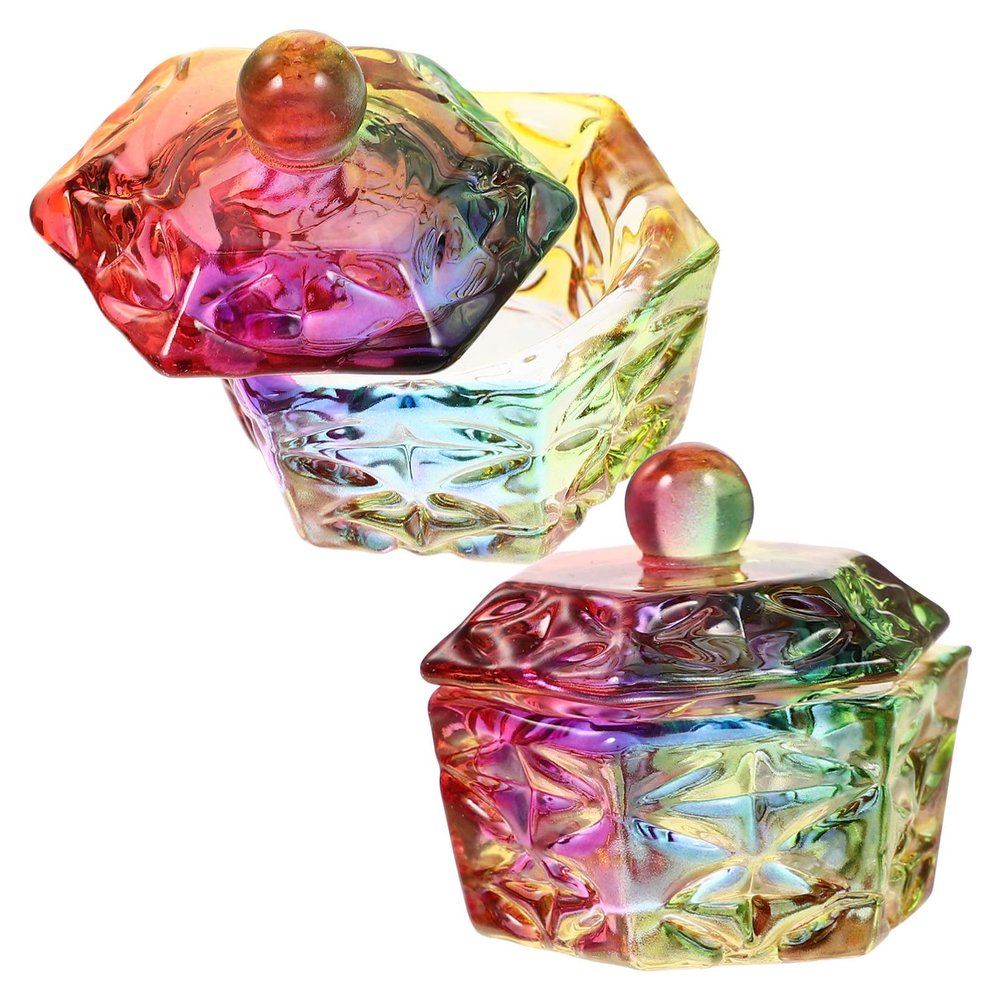 Beavorty 2pcs Colorful Crystal Cup Nail Liquid Cup Nail Bowl Professional Manicure Cup Powder Mixing Cup Nail Dish Manicure Bowls for Hands Glass Monomer Dish Glass Cleaning Cup
