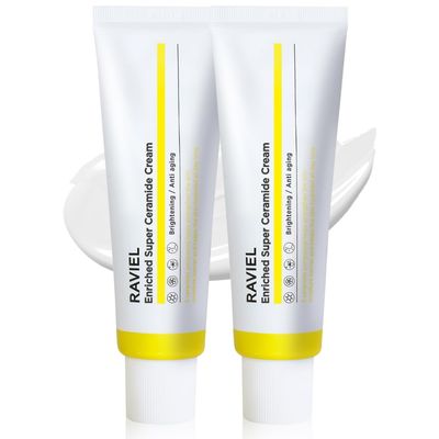 RAVIEL Enriched Super Ceramide Cream | Skin Barrier moisturizer | Hydrating Nourishing with Hyaluronic Acid, Niacinamide for Sensitive skin | Korean skin care (1.69Fl. Oz, Pack of 2)