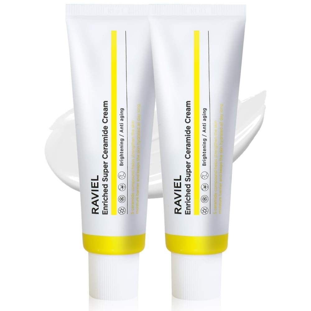 RAVIEL Enriched Super Ceramide Cream | Skin Barrier moisturizer | Hydrating Nourishing with Hyaluronic Acid, Niacinamide for Sensitive skin | Korean skin care (1.69Fl. Oz, Pack of 2)