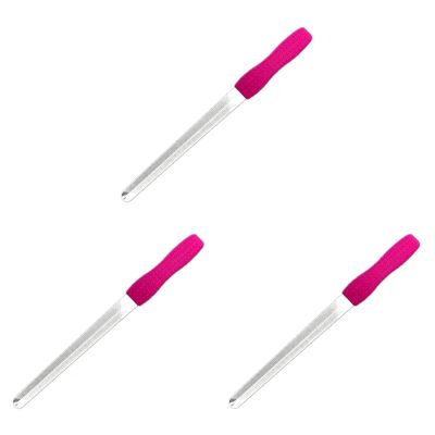 Beaupretty 3pcs Stainless Steel Double-Sided Nail File Board - Handle Nail Tool for Manicure and Pedicure for Fingernails and Toenails Rosy