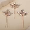 Teyglen 3pcs Bridal Crystal Hair Pins Rhinestones Hair Pieces Simple Crystal Wedding Hair Accessories Handmade Hair Pins for Women Bride Girls (Rose Gold) view 1