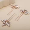 Teyglen 3pcs Bridal Crystal Hair Pins Rhinestones Hair Pieces Simple Crystal Wedding Hair Accessories Handmade Hair Pins for Women Bride Girls (Rose Gold) view 3