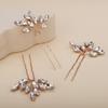 Teyglen 3pcs Bridal Crystal Hair Pins Rhinestones Hair Pieces Simple Crystal Wedding Hair Accessories Handmade Hair Pins for Women Bride Girls (Rose Gold) view 4