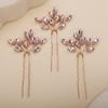 Teyglen 3pcs Bridal Crystal Hair Pins Rhinestones Hair Pieces Simple Crystal Wedding Hair Accessories Handmade Hair Pins for Women Bride Girls (Pink) view 1
