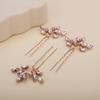 Teyglen 3pcs Bridal Crystal Hair Pins Rhinestones Hair Pieces Simple Crystal Wedding Hair Accessories Handmade Hair Pins for Women Bride Girls (Pink) view 3