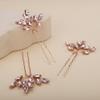 Teyglen 3pcs Bridal Crystal Hair Pins Rhinestones Hair Pieces Simple Crystal Wedding Hair Accessories Handmade Hair Pins for Women Bride Girls (Pink) view 4