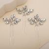 Teyglen 3pcs Bridal Crystal Hair Pins Rhinestones Hair Pieces Simple Crystal Wedding Hair Accessories Handmade Hair Pins for Women Bride Girls (Silver) view 1
