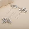 Teyglen 3pcs Bridal Crystal Hair Pins Rhinestones Hair Pieces Simple Crystal Wedding Hair Accessories Handmade Hair Pins for Women Bride Girls (Silver) view 3