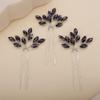 Teyglen 3pcs Bridal Crystal Hair Pins Rhinestones Hair Pieces Simple Crystal Wedding Hair Accessories Handmade Hair Pins for Women Bride Girls (Dark Purple) view 1