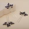 Teyglen 3pcs Bridal Crystal Hair Pins Rhinestones Hair Pieces Simple Crystal Wedding Hair Accessories Handmade Hair Pins for Women Bride Girls (Dark Purple) view 4