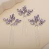 Teyglen 3pcs Bridal Crystal Hair Pins Rhinestones Hair Pieces Simple Purple Crystal Wedding Hair Pins Handmade Hair Accessories for Women Bride(Purple) view 1