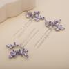 Teyglen 3pcs Bridal Crystal Hair Pins Rhinestones Hair Pieces Simple Purple Crystal Wedding Hair Pins Handmade Hair Accessories for Women Bride(Purple) view 3