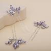 Teyglen 3pcs Bridal Crystal Hair Pins Rhinestones Hair Pieces Simple Purple Crystal Wedding Hair Pins Handmade Hair Accessories for Women Bride(Purple) view 4