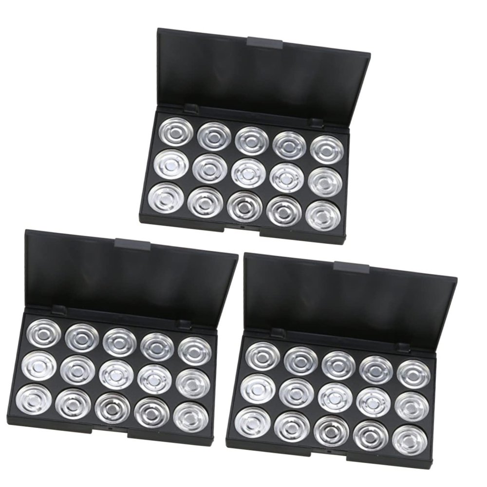 KALLORY 3pcs Empty Cosmetic Case for Eyeshadow Organizer Round Diameter Palette for Blush Powder and Foundation Portable Makeup Storage