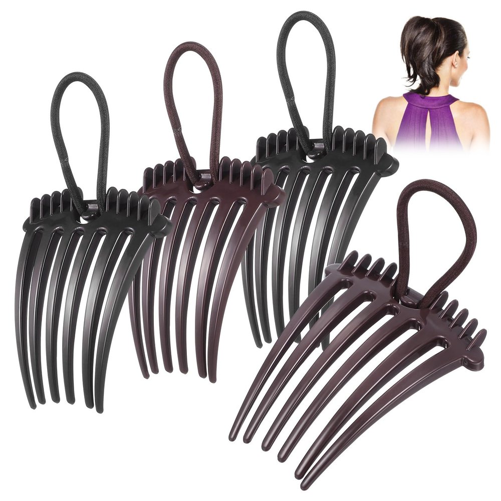 Beaupretty 4Pcs Ponytail Hair Comb Insert Combs Side Hair Accessories Fountain Hairpin Volume Enhancer for Women 3.34X2.55 Inches