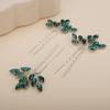 Teyglen 3pcs Bridal Crystal Hair Pins Rhinestones Hair Pieces Simple Crystal Wedding Hair Accessories Handmade Hair Pins for Women Bride Girls (Green-Silver) view 3