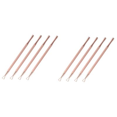 KALLORY 8pcs Stainless Steel Cuticle Remover Triangle Nail Art Scrapers for Gel Polish and Dead Cuticle Removal Ergonomic Design Rose Finish for Manicure Pedicure