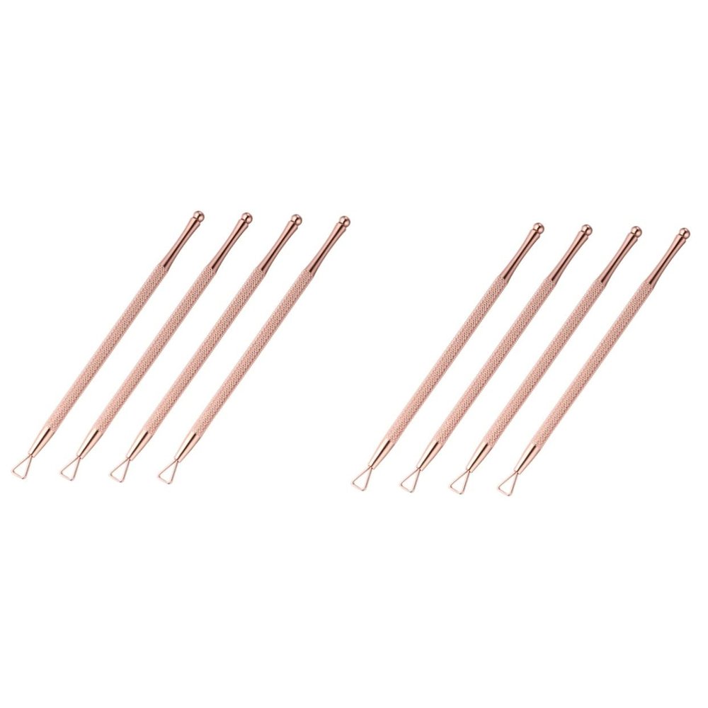KALLORY 8pcs Stainless Steel Cuticle Remover Triangle Nail Art Scrapers for Gel Polish and Dead Cuticle Removal Ergonomic Design Rose Finish for Manicure Pedicure
