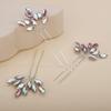 Teyglen 3pcs Bridal Crystal Hair Pins Rhinestones Hair Pieces Simple Crystal Wedding Hair Accessories Handmade Hair Pins for Women Bride Girls (Ab color) view 4