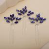 Teyglen 3pcs Bridal Crystal Hair Pins Rhinestones Hair Pieces Simple Crystal Wedding Hair Accessories Handmade Hair Pins for Women Bride (Blue) view 1