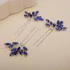 Teyglen 3pcs Bridal Crystal Hair Pins Rhinestones Hair Pieces Simple Crystal Wedding Hair Accessories Handmade Hair Pins for Women Bride (Blue) view 3