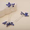 Teyglen 3pcs Bridal Crystal Hair Pins Rhinestones Hair Pieces Simple Crystal Wedding Hair Accessories Handmade Hair Pins for Women Bride (Blue) view 4