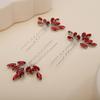 Teyglen 3pcs Bridal Crystal Hair Pins Rhinestones Hair Pieces Simple Crystal Wedding Hair Accessories Handmade Hair Pins for Women Bride Girls (Red) view 3