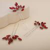 Teyglen 3pcs Bridal Crystal Hair Pins Rhinestones Hair Pieces Simple Crystal Wedding Hair Accessories Handmade Hair Pins for Women Bride Girls (Red) view 4