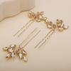 Teyglen 3pcs Bridal Crystal Hair Pins Rhinestones Hair Pieces Simple Crystal Wedding Hair Accessories Handmade Hair Pins for Women Bride(Champagne) view 3
