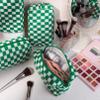 6 Pcs Preppy Makeup Bag Checkered Cosmetic Bag Bulk Green Makeup Pouch Personalize Travel Toiletry Bag Organizer Cute DIY Makeup Brushes Storage Bag for Women view 3