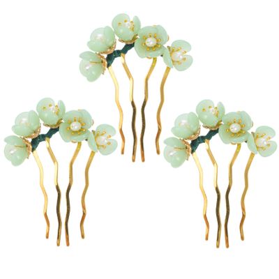 Beaupretty Jade Retro Hairpin Tassel Flower Hair Decoration for Women Girls Elegant Hair Pins Decorative Sticks for Parties and Special Occasions