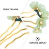 Beaupretty 4 Pieces Jade Flower Hair Pin Chinese Hair Stick Jade Hairpin Retro Chignon Pin Traditional Classical Flower Hair Chopstick Hair Styling Accessories for Women Girls (Green) view 3