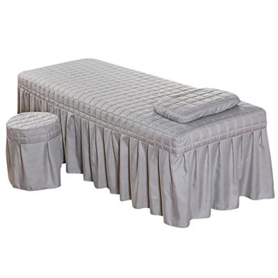 Jojomis Massage Hotel Face Table Linen Set Bed Skirt Valance Sheet with Face Breath Hole Pillow Case Stool Cover for Beauty Salon Tattoo - Grey-L