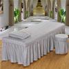 Jojomis Massage Hotel Face Table Linen Set Bed Skirt Valance Sheet with Face Breath Hole Pillow Case Stool Cover for Beauty Salon Tattoo - Grey-L view 3