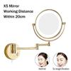 8 Inch Gold Makeup Mirror,Double Sided Magnification Mirror with LED Light,Bathroom Extendable Wall-Mounted Vanity Shaving Mirror with Switch Plug,3X(10x) (5X) view 2