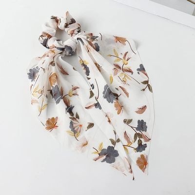 12 PCS Hair Scarf Hair Scrunchies Satin Chiffon Elastics Hair Band Hair Tie Ribbon Floral Stripped Leopard Pattern Ponytail Holder Long Tail Bow Knotted Soft Hair Scrunchy 2 in 1 Design for Women Girl GB-JX014