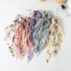 12 PCS Hair Scarf Hair Scrunchies Satin Chiffon Elastics Hair Band Hair Tie Ribbon Floral Stripped Leopard Pattern Ponytail Holder Long Tail Bow Knotted Soft Hair Scrunchy 2 in 1 Design for Women Girl GB-JX014 view 3