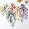 12 PCS Hair Scarf Hair Scrunchies Satin Chiffon Elastics Hair Band Hair Tie Ribbon Floral Stripped Leopard Pattern Ponytail Holder Long Tail Bow Knotted Soft Hair Scrunchy 2 in 1 Design for Women Girl GB-JX014 view 4