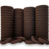100 Pack Seamless Cotton Elastic Hair Ties for Women, Ponytail Holders, Stretch Hair Accessories, No Crease No Damage for Thick Hair (Dark Brown) view 1