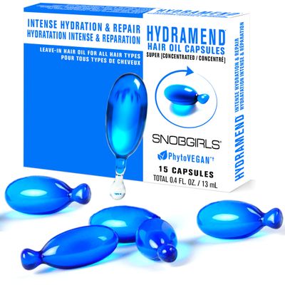SNOB GIRLS HYDRAMEND Hydrating Hair Oil Capsules for Dry, Damaged Hair - Leave-In Serum with Argan Oil, Hyaluronic Acid & Ceramides - Salon-Grade Softness, Shine & Color Protection - Vegan - 15 Count