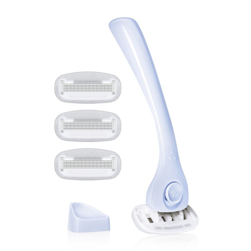 Billie Razors for Women Shave Kit  Womens Razor + 4 x 5-Blade Razor Refills + Magnetic Holder  Cool Blue
