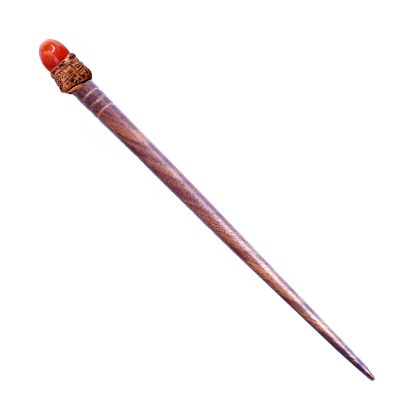 Natural Tumbled Healing Gemstone Crystal Wooden Hair Stick Handmade Gifts Boho Reiki by Smoky Quartz (Carnelian)