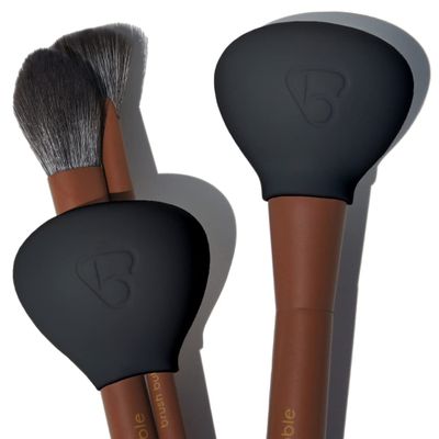 brush bubble Small Silicone Makeup Brush Covers for Travel, A Storage & Organizer Case for Brushes to protect Makeup Bag, Designed For Smaller Brushes, Black, 2 Pack Set