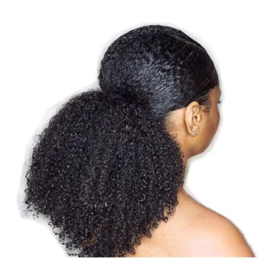 Hair Chignon 8-24 Inch African Curly Ponytail Hair Extensions Hair Clips with Drawstring Hair Slices Ponytail Real Hair Extensions Bun Hair Pieces for Women ( Color : Brass , Size : 22inch(150g) )